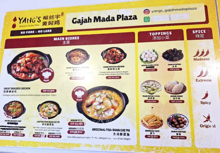 Yang's Braised Chicken Rice Gajah Mada Plaza 9