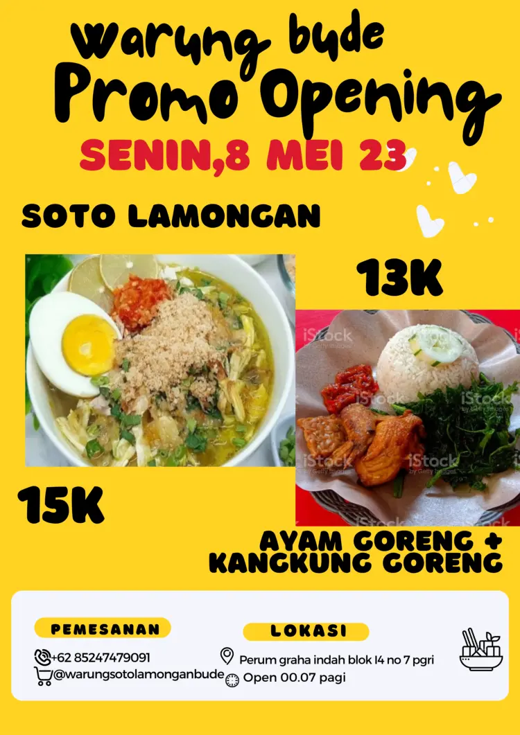 Warung soto Lamongan Bude dan ayam goreng kangkung goreng 2