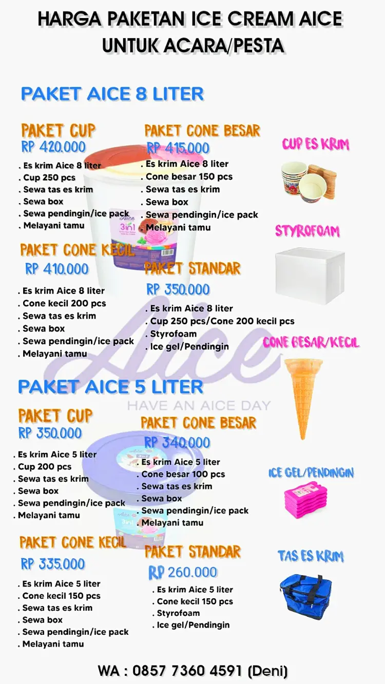 Paket Es Krim Aice 8 Liter & 5 Liter (Acara Event,Wedding,Khitanan,Ulang Tahun dll) 2