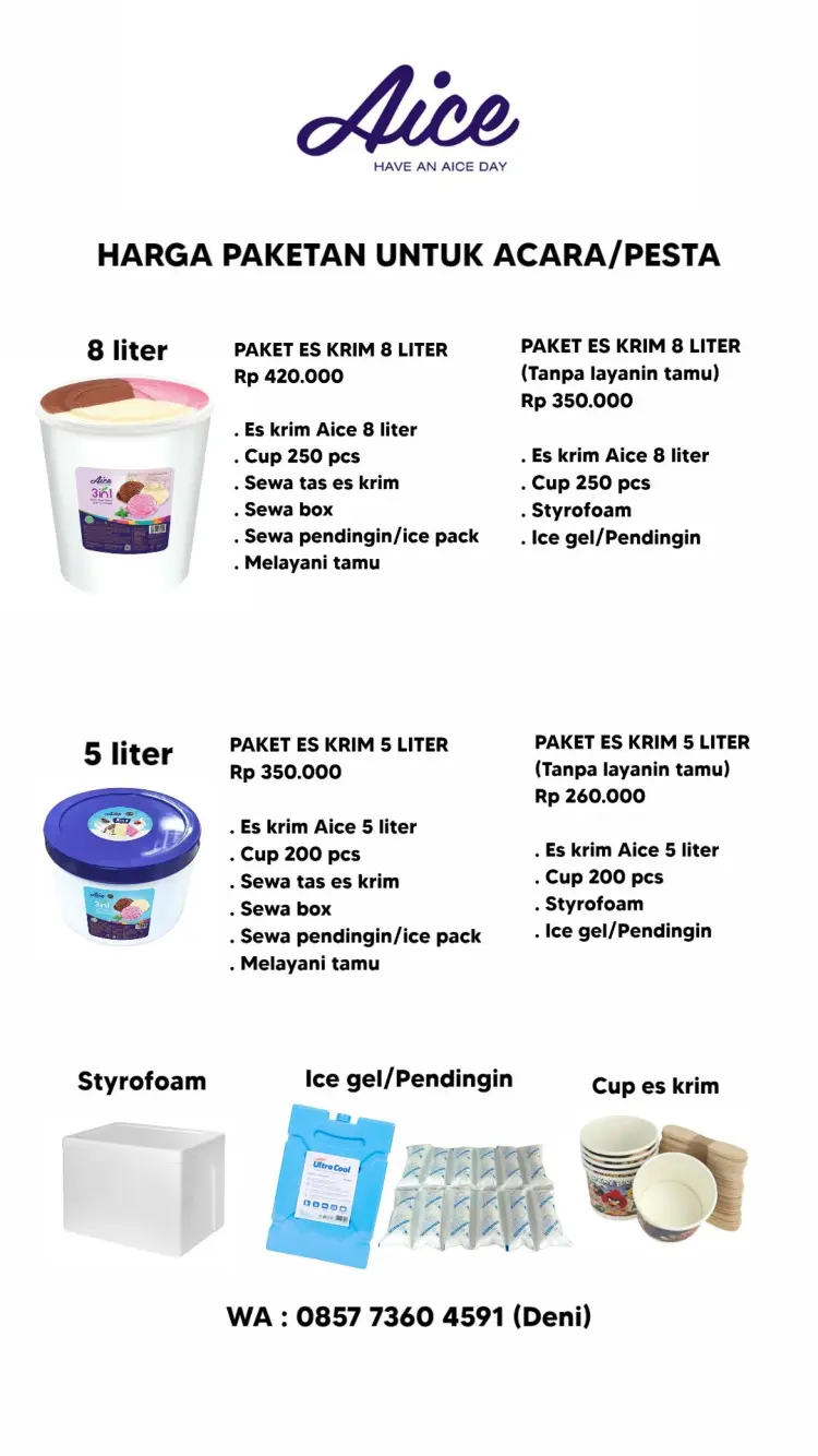 Paket Es Krim Aice 8 Liter & 5 Liter (Acara Event,Wedding,Khitanan,Ulang Tahun dll) 4